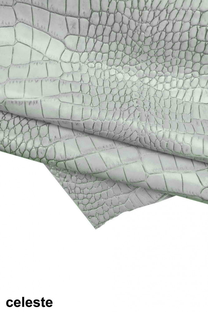 Pelle stampa COCCODRILLO celeste...