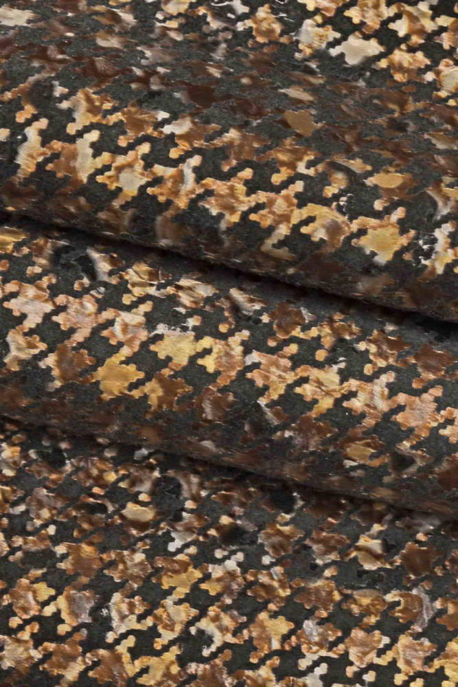 Pelle PIED de poule marrone blu...