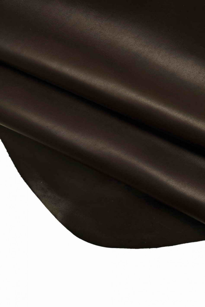 BLACK SMOOTH leather hide, soft semi glossy cowhide, calfskin nappa with neutral wax on surface, 0.9 - 1.1 mm B16202-TB
