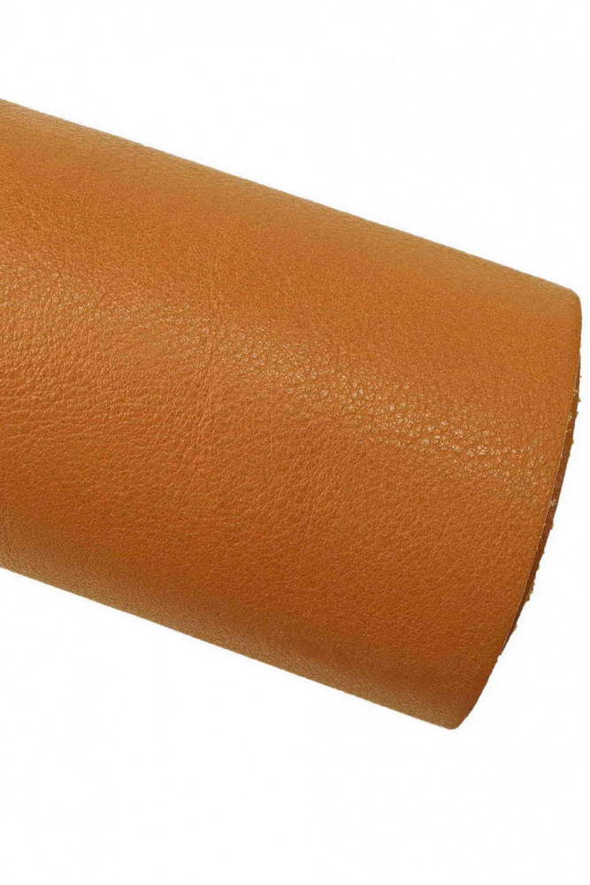 BROWN super soft leather hide, tan glossy cowhide with light natural grain, sporty nappa calfskin