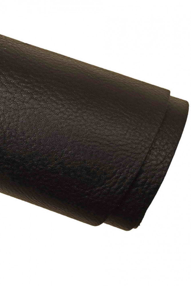 Black SPORTY leather hide, wrinkled cowhide with irregular pebble grain on calfskin, 1.4 - 1.6 mm