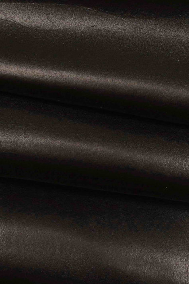 Black SMOOTH leather hide, glossy calfskin with venis, solid color, cowhide