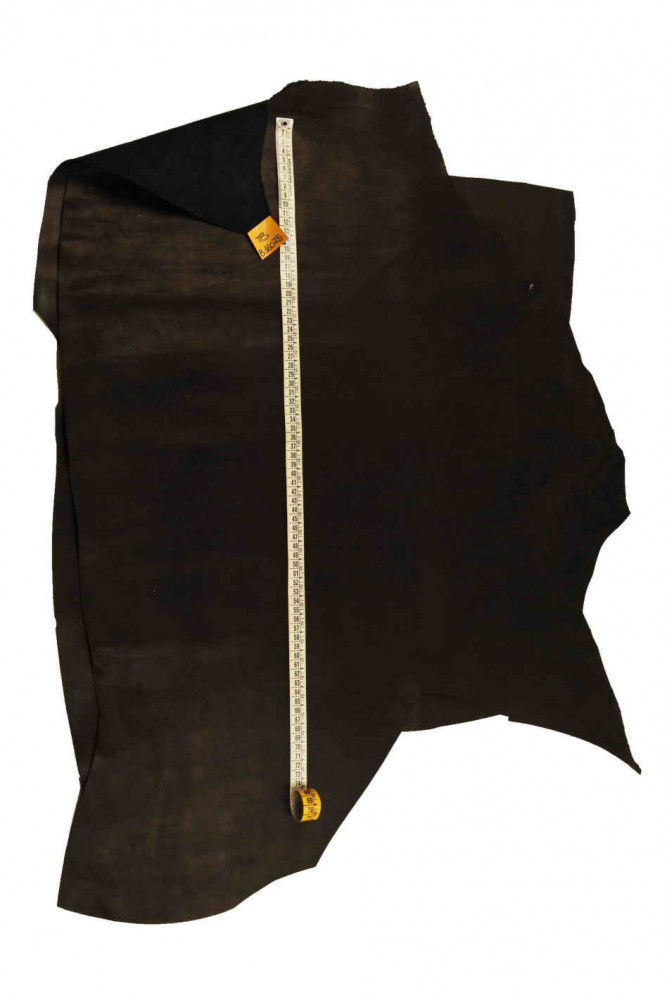 BLACK soft leather hide, smooth silky...