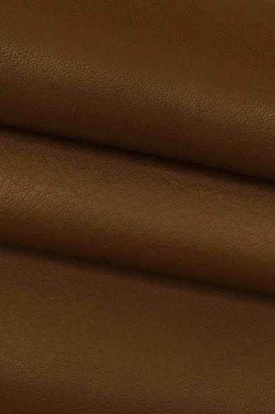Brown SPORTY leather hide, soft semi glossy cowhide, solid color calfskin with soft natural grain