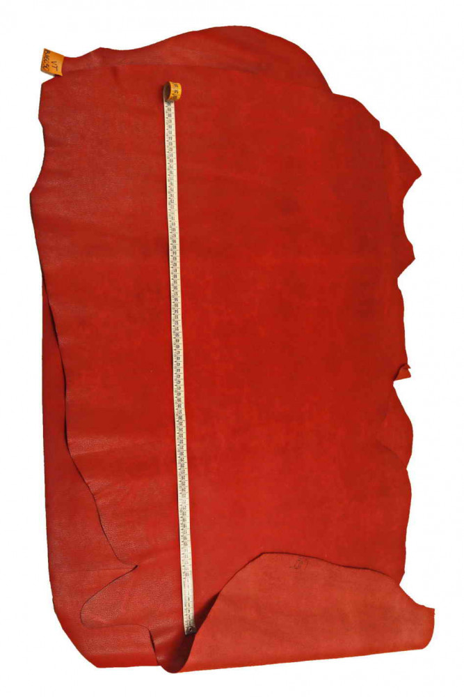 Red SPORTY leather hide, semi glossy...