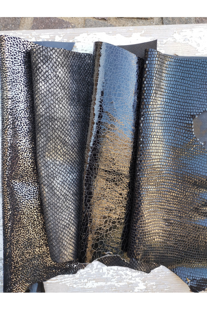 10 Selected leather scraps, silver,...