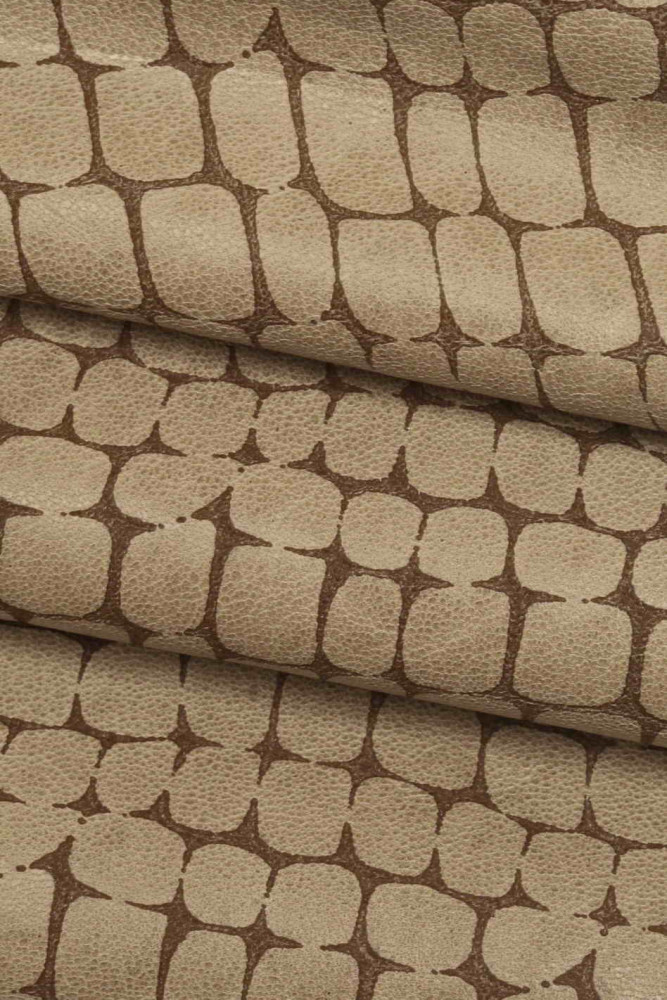 Crocodile PRINTED goatskin, brown,...