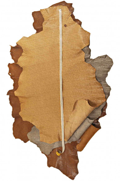 Crocodile PRINTED goatskin, brown, grey, beige sporty vintage leather skin, soft croc embossed hide