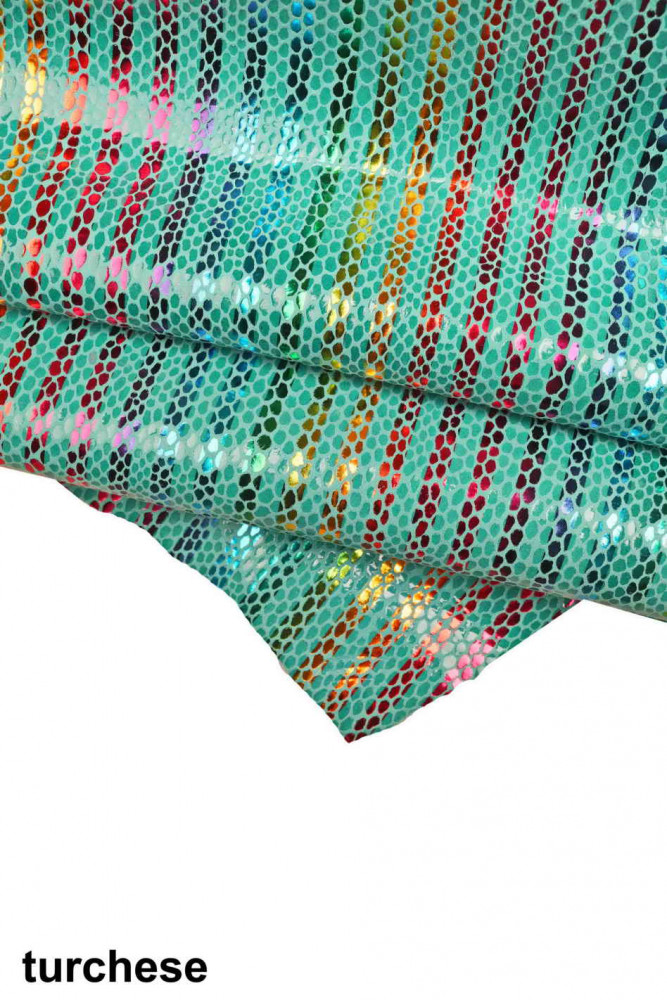Multicolor STRIPES printed leather...