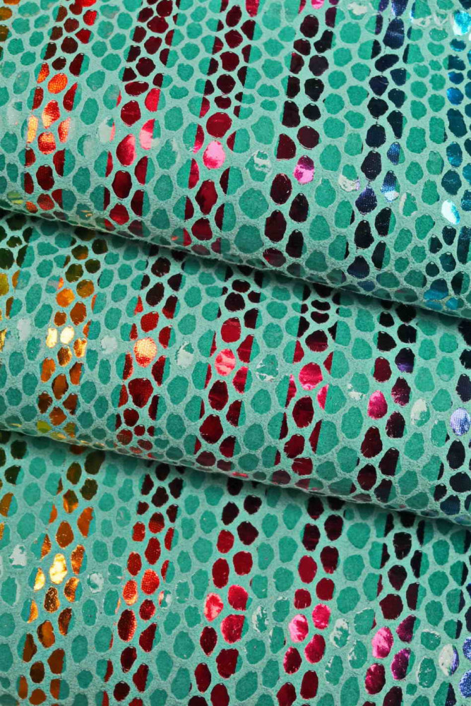 Multicolor STRIPES printed leather...