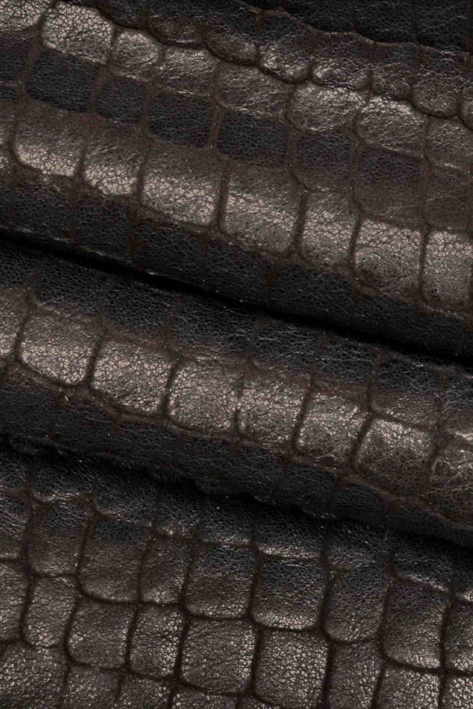 Pelle stampa COCCODRILLO verde, blu e...