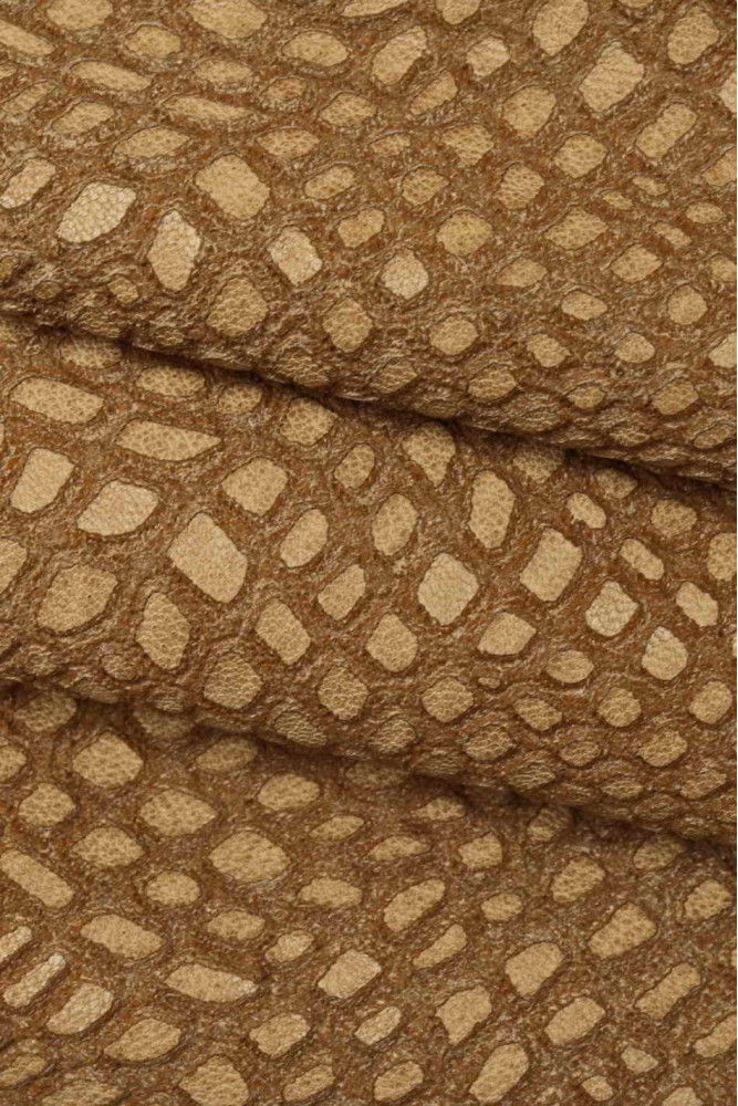 BROWN crocodile embossed leather...