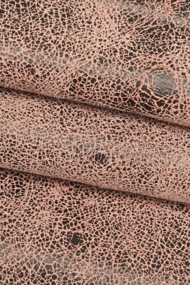 Pelle stampa CRACKLE azzurro, rosa, cipria, pellame scamosciato morbido, camoscio su capra disegno craquelé morbido