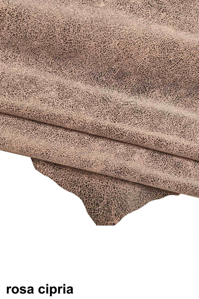 Pink purple CRACKLE printed leather...