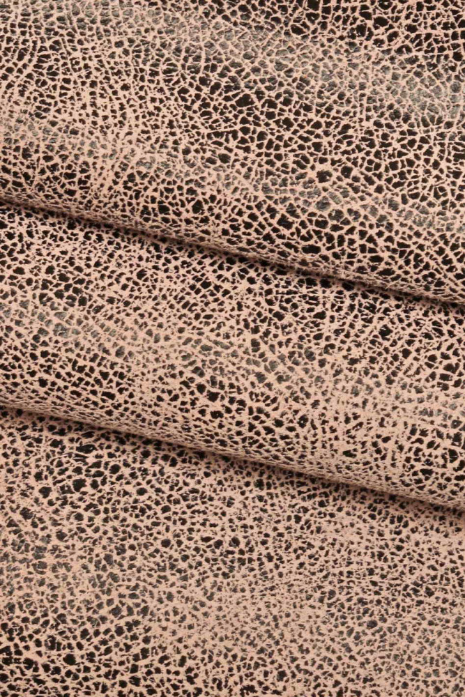 Pink purple CRACKLE printed leather...