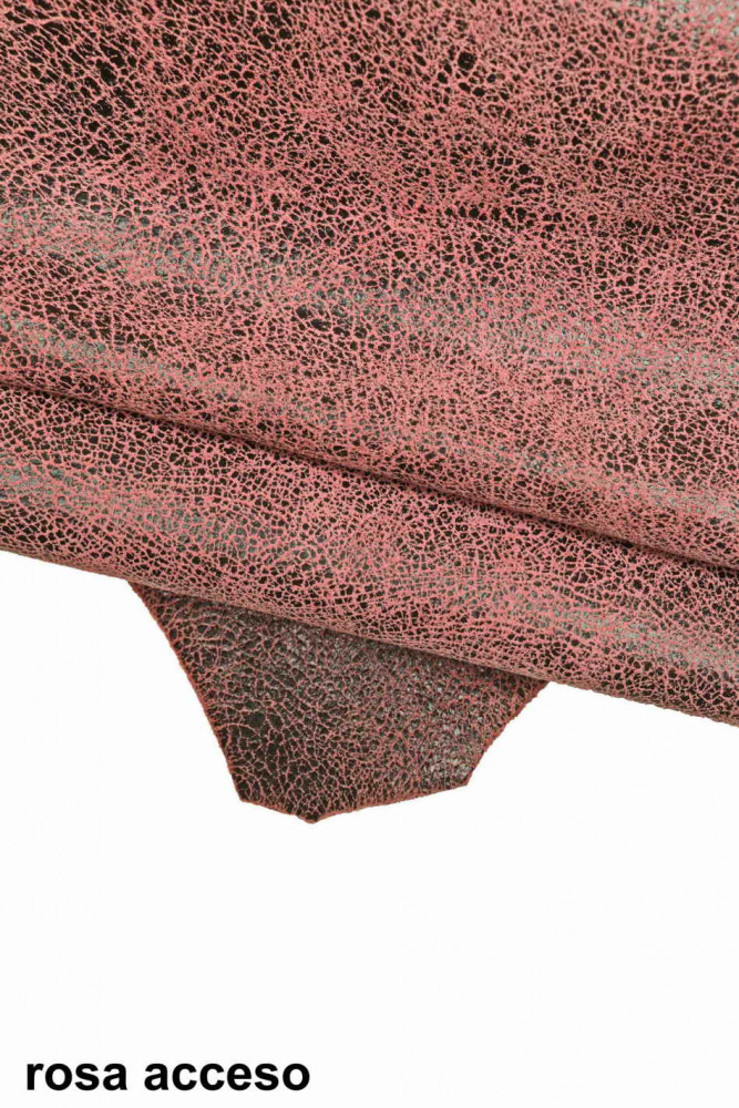 Pink purple CRACKLE printed leather...