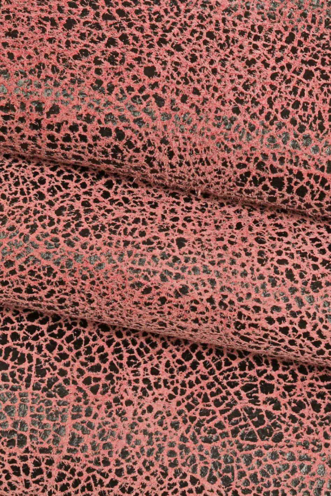 Pink purple CRACKLE printed leather...
