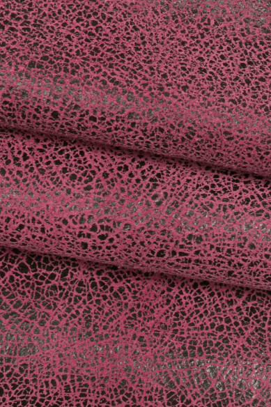 Pelle stampa CRACKLE rosa, viola, pellame scamosciato morbido, camoscio su capra disegno craquelé morbido
