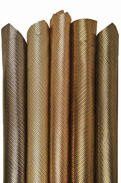METALLIC printed leather skin, light gold, bronze, pink, green, steel textured goatskin, soft suede skin