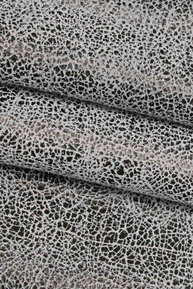 Greyish green, purple, grey CRACKLE printed leather skin, soft textured suede goatskin, crack pattern on skin
