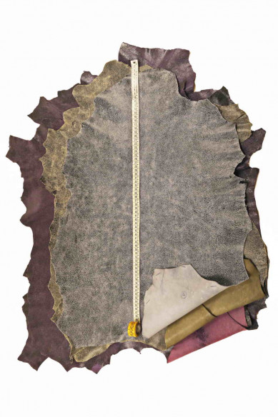 Pelle stampa CRACKLE verde, viola, grigio, pellame scamosciato morbido, camoscio su capra disegno craquelé morbido