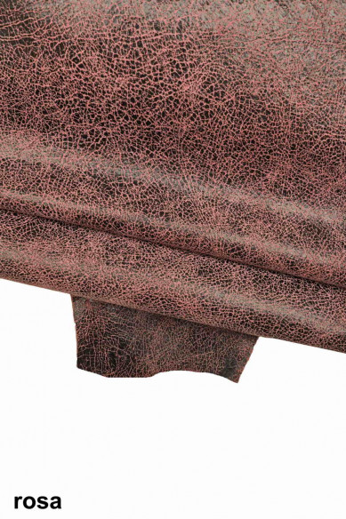 Pelle stampa CRACKLE marrone, grigio, rosa, pellame scamosciato morbido, camoscio su capra disegno craquelé morbido