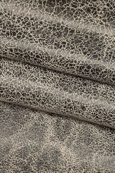 Grey, green, red CRACKLE printed leather skin, soft textured suede goatskin, crack pattern on skin