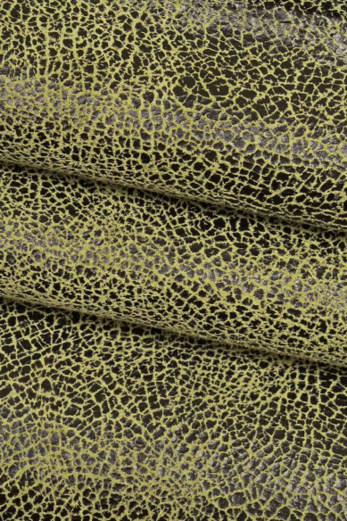 Grey, green, red CRACKLE printed leather skin, soft textured suede goatskin, crack pattern on skin