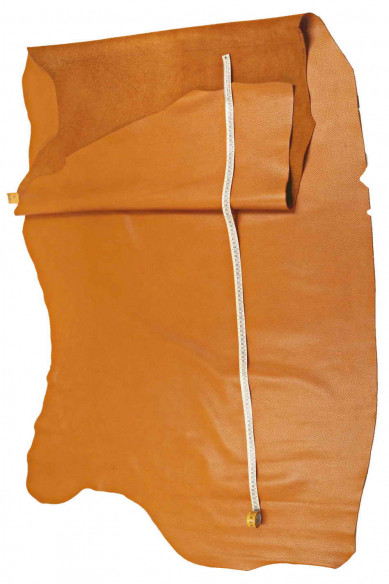 TAN pebble grain printed leather hide, glossy soft calfskin, light brown sporty calfskin, 1.4-1.6 mm