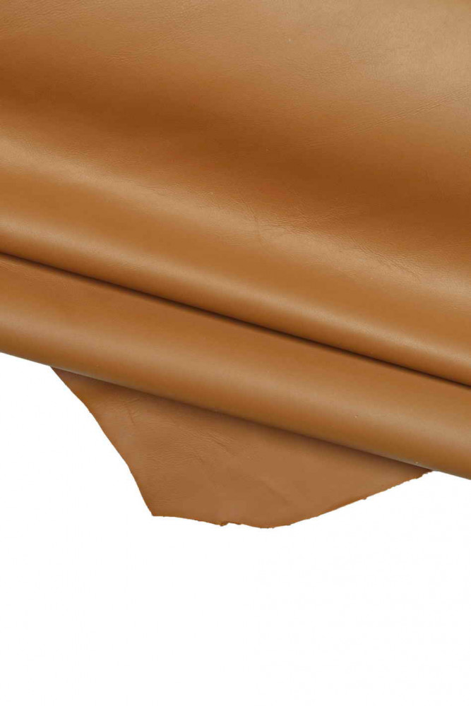 TAN smooth leather skin, brown soft sheepskin, matt rubbery touch nappa lambskin, 0.6-0.7 mm