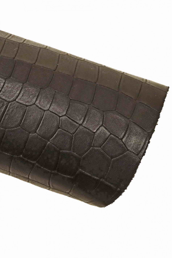 BLACK crocodile printed leather hide,...