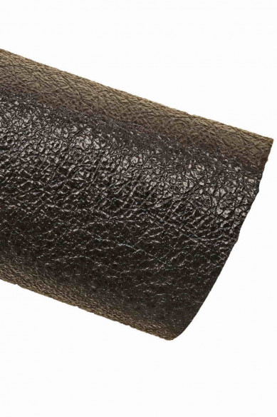 Black METALLIC goatskin with very light night blue shades, bright wrinkled leather skin, glossy soft skin
