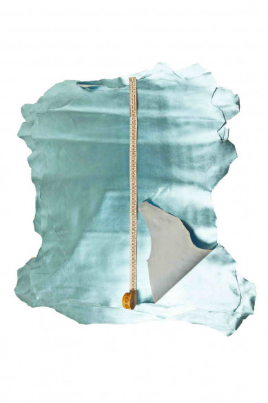 Light BLUE metallic leather skin, sky blue smooth goatskin, glossy soft skin