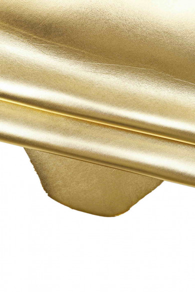 Light GOLD smooth leather skin, METALLIC soft goatskin, flat bright skin, 0.6 - 0.8 mm, ideal for hobbyists