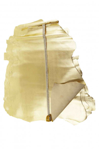 Light GOLD smooth leather skin, METALLIC soft goatskin, flat bright skin, 0.6 - 0.8 mm, ideal for hobbyists