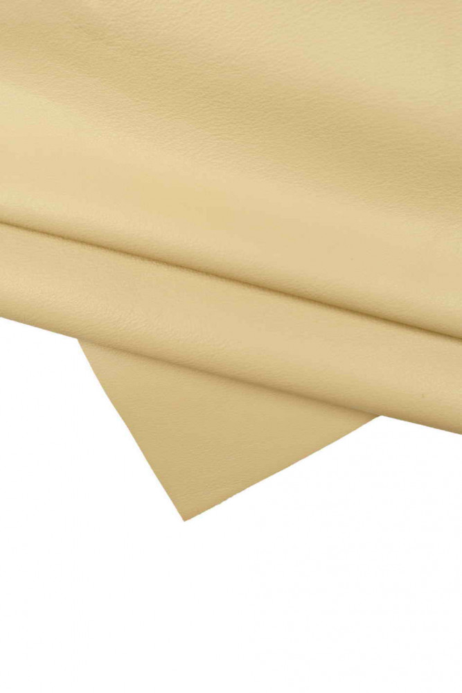 BEIGE soft leather hide, calfskin with light pebble grain, sporty cowhide for upholstery, furnitures, yachts, cars