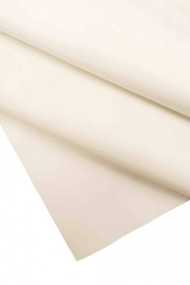 WHITE soft LEATHER hide, smooth matt cowhide, solid color slightly wrinkled calfskin, 1.1 -1.3 mm B16285-TU
