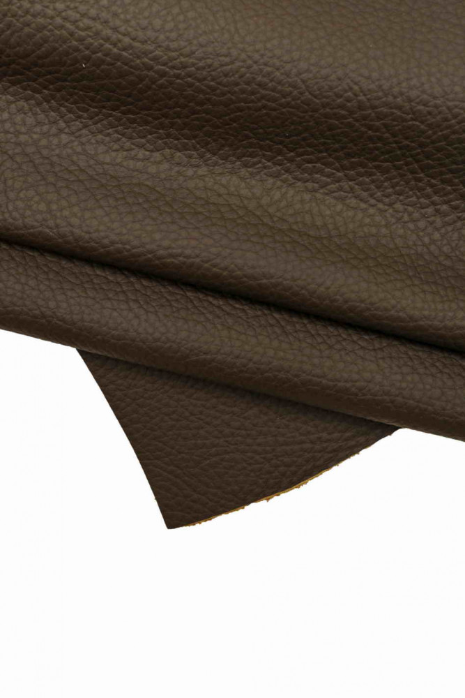 Brown UPHOLSTERY italian genuine leather cowhides for furnitures, sofas, cars, yacht, bags, soft pebble grain printed calfskin