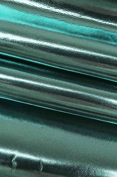 MIRROR metallic leather hide, light green, petroleum blue and dark brown glossy smooth goatskin