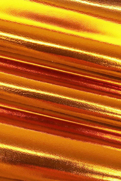 Pelle laminata SPECCHIO acciaio, verde e arancio, capra liscia metallizzata, abbastanza rigida