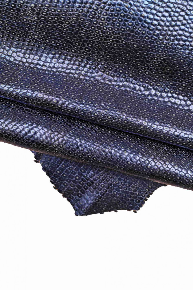 Electric BLUE crocodile embossed leather skin, croc printed goatskin bluette soft hide