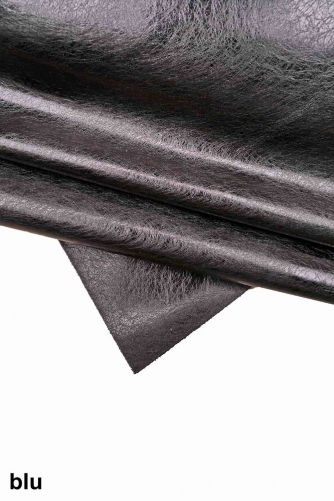 Purple blue METALLIC leather hide,...