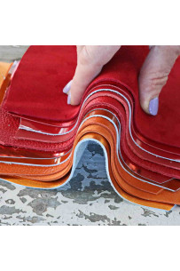 RED ORANGE leather scraps,... 2