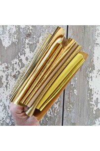 Leather scraps Gold, Yellow...