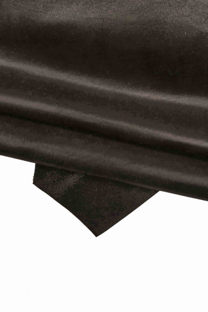 Black METALLIC leather skin, bright suede goatskin, soft hide 0.6 - 0.7 mm