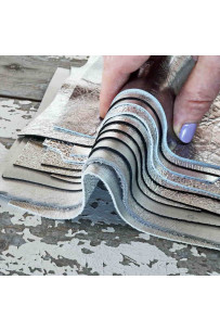 10 Leather scraps SILVER... 2