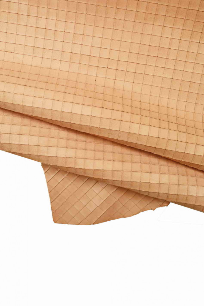 Flesh pink CARVED leather hide,...