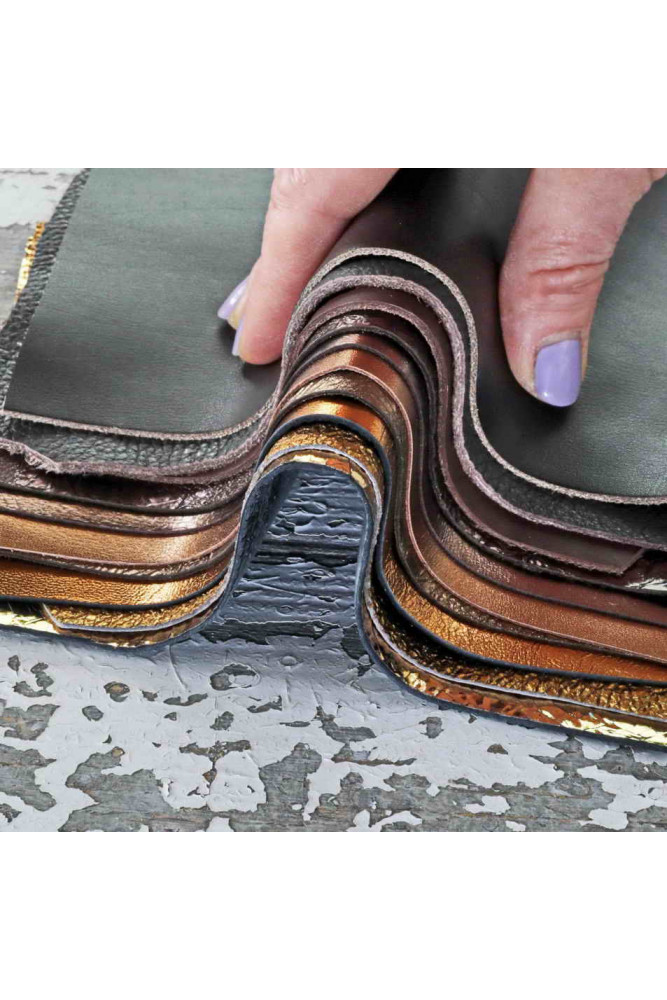 10 Ritagli di pelle Bronzo, Marrone e...