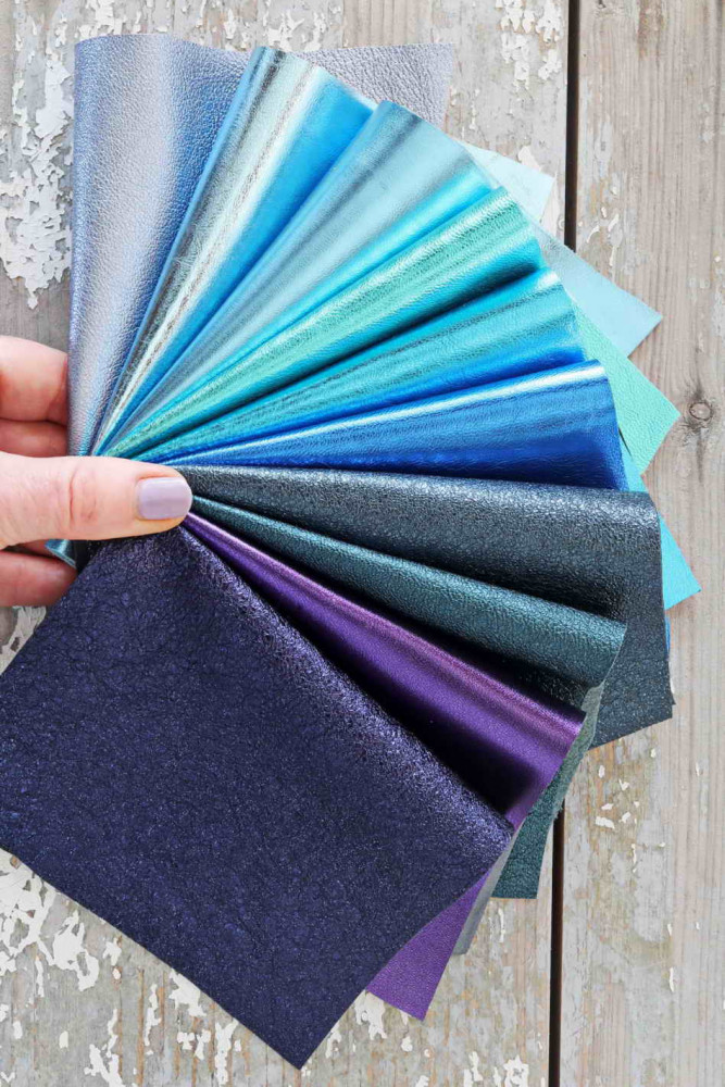 10 BLU TURCHOISE metallic leather...