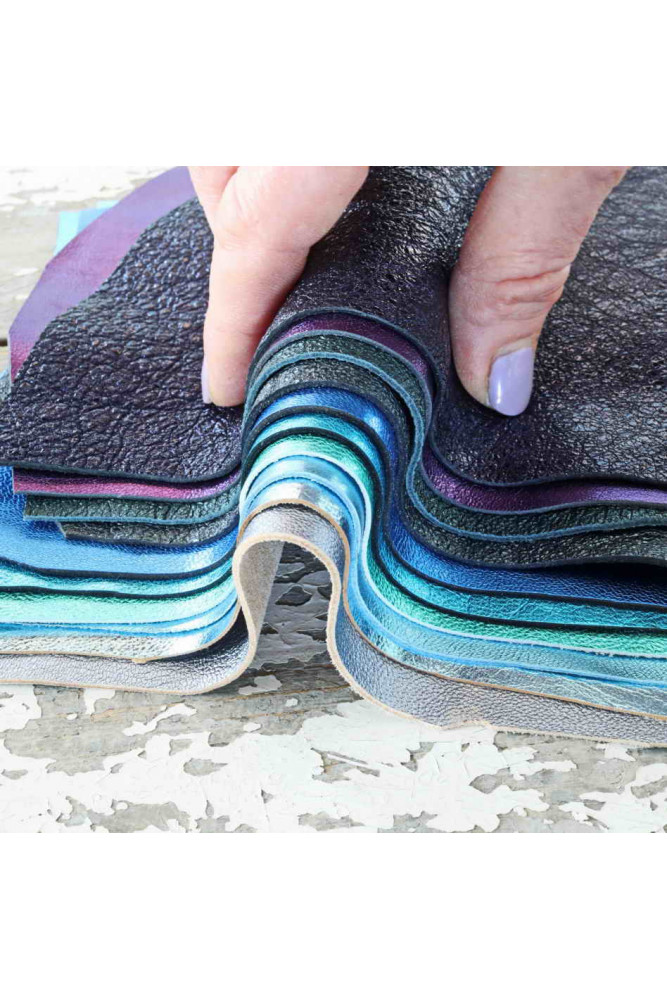 10 BLU TURCHOISE metallic leather...